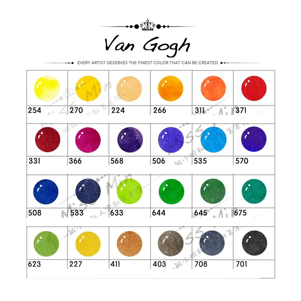 Королевство Ван Гога 40 Цвета Твердые акварельные Краски пробный аликвота 0 8 мл