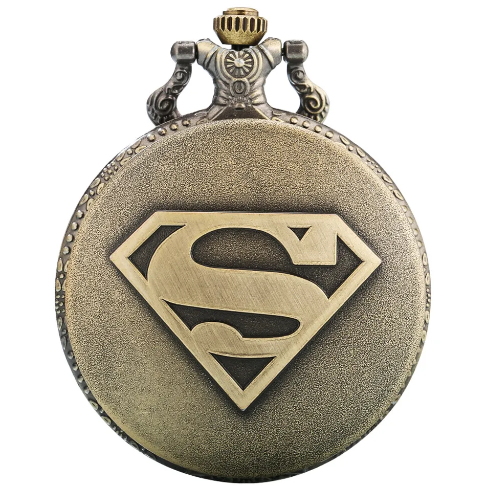 

Bronze Bronze Display Vintage Quartz Pocket Watch Bronze Fob Necklace Chain Pendant Watch Gifts Kids Boy Girl