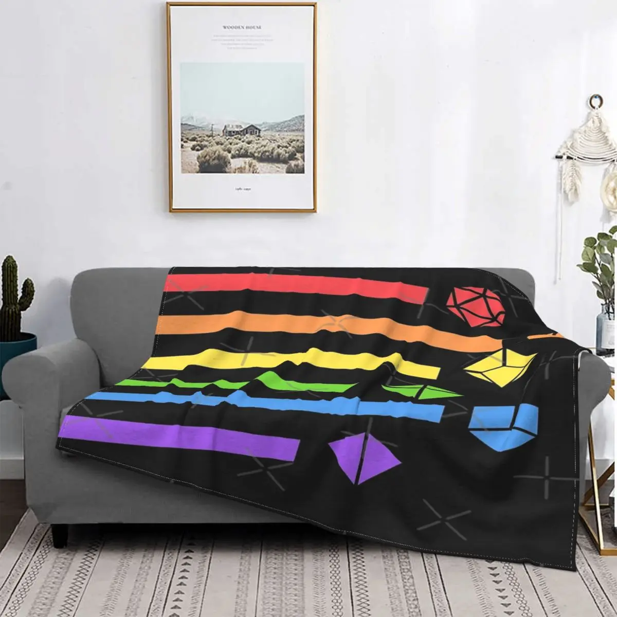

Juego de dados de arcoíris para mesa, manta de juegos Rpg, colcha de cama a cuadros, manta de muselina de felpa de Anime, toalla