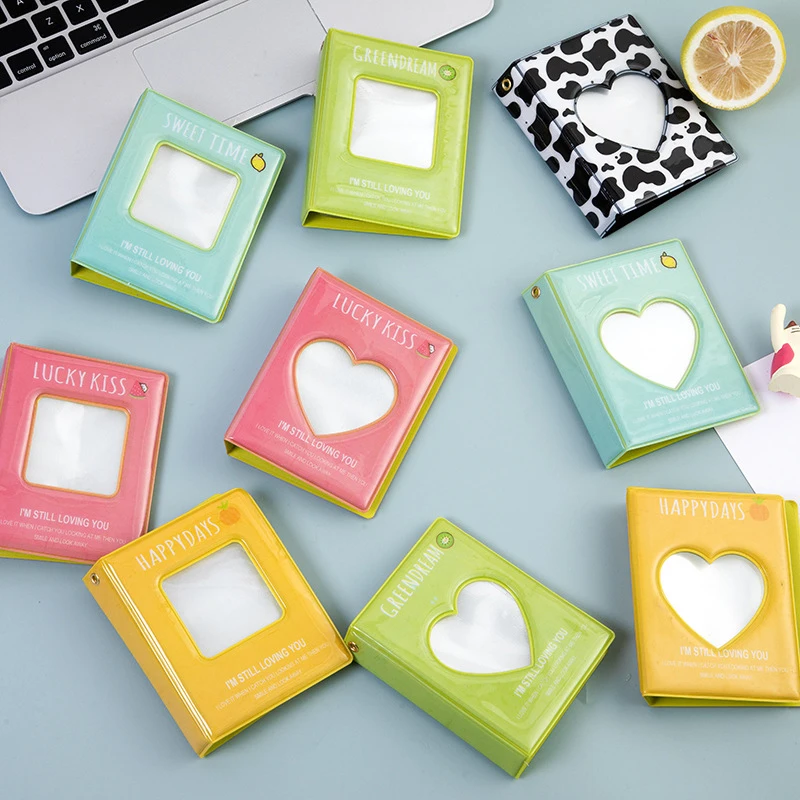 

3 Inch Photo Album Heart-shaped Hollow Photo Album Square Hollow Photo Album Storage Album Collection Photo Sticker Cartoon