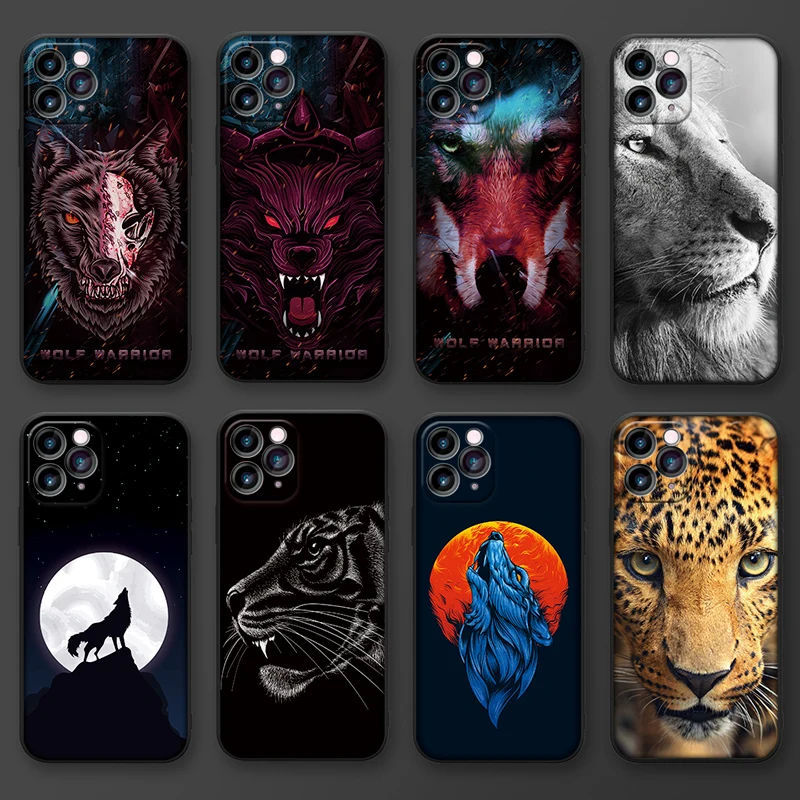 

Wolf warrior mobile phone case is suitable for iPhone 11 12 Mini Pro Max Cool animal Original Liquid Silicone Luxury Case