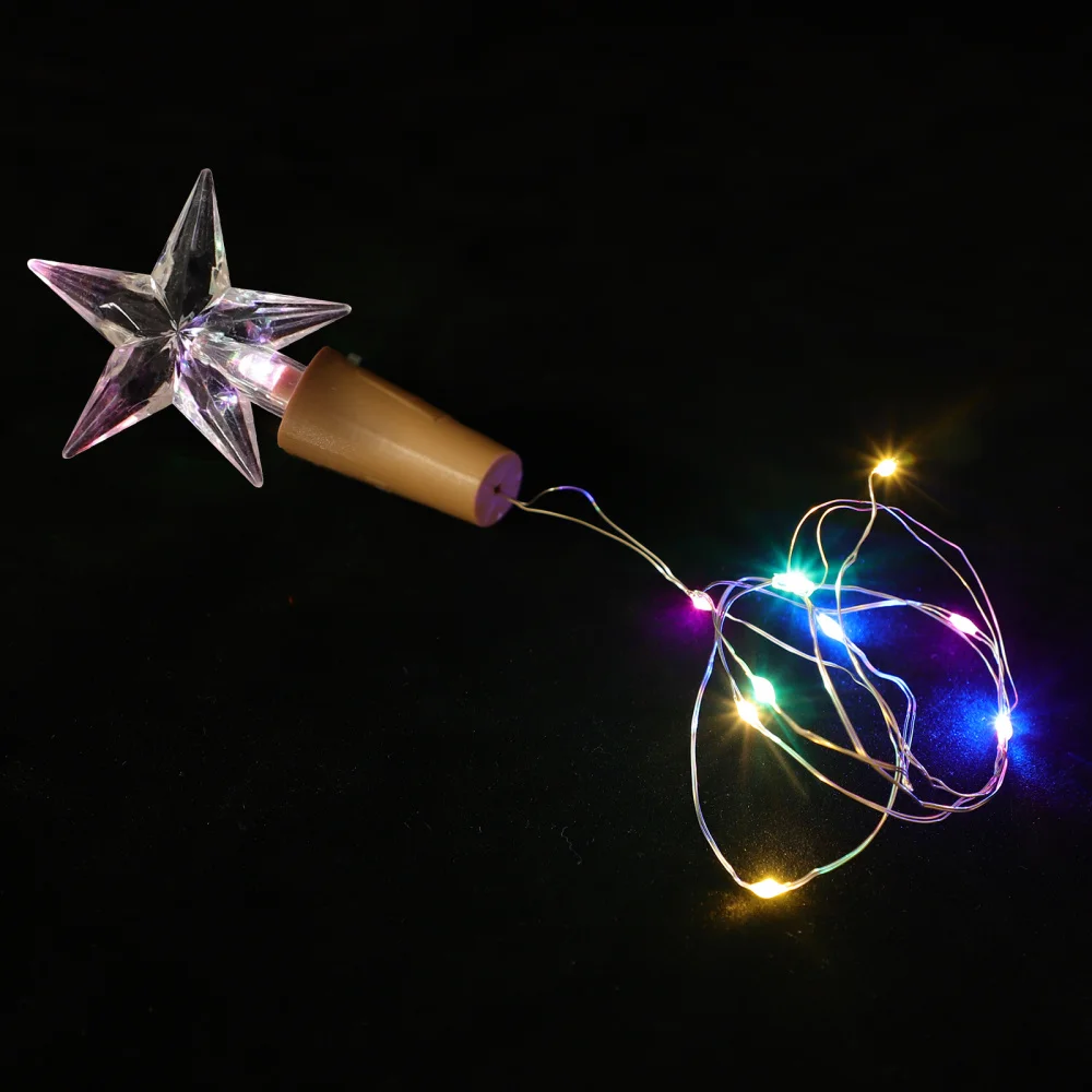 

2pcs LED Cork String Lights Starry Lights DIY Five-pointed Star Cork Lights