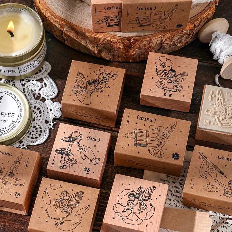 XINAHER Vintage Flower Fairy mushroom stamp DIY wooden rubber stamps for scrapbooking stationery standard | Дом и сад
