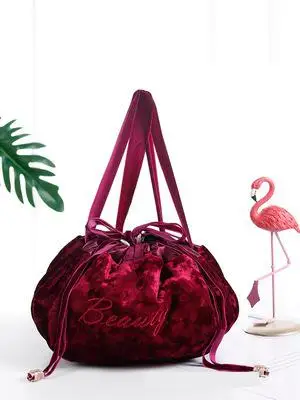 

Large-capacity Makeup Bag Fashion Velour Cloth Cosmetic Bag Women Drawstring Neceser Mujer Travel Organizer Makeup Pouch Bag