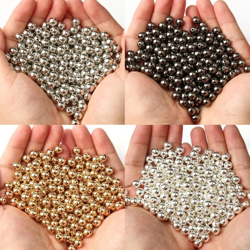 Wholesale 3 4 6 8 10 12mm 30-500pcs Gold/Gun-Metal Plated CCB Round Seed Spacer Loose Beads For Jewelry making DIY