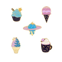 cute ice cream cone planet pins brooch lapel badges men women fashion jewelry gifts collar hat