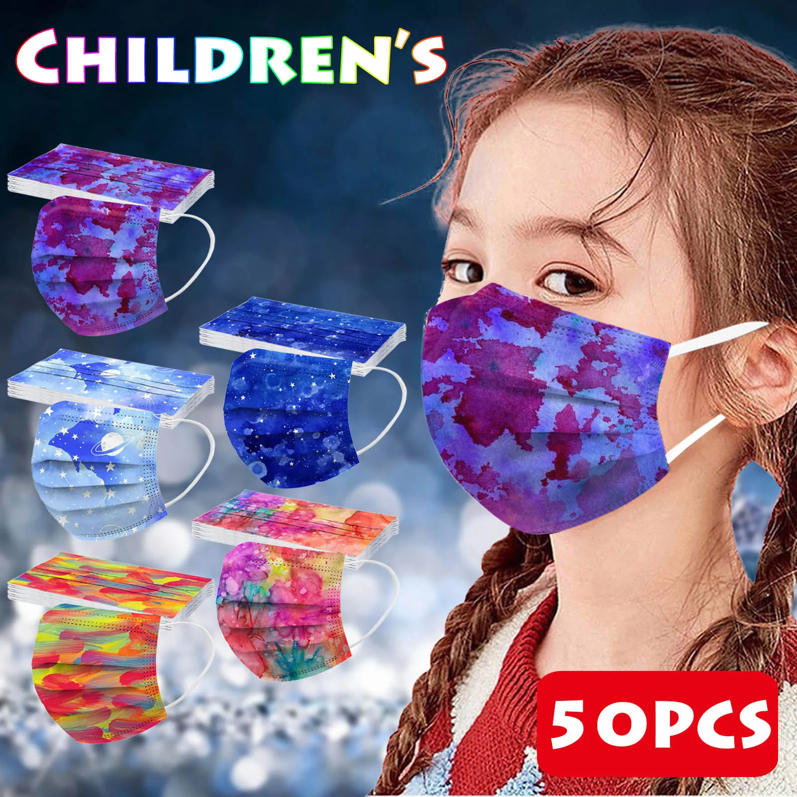 

50PCS 3Ply Ear Loop Mask mascara Children Face Print Protector Disposable Facial Dustproof masque Cosplay Mask mascherina