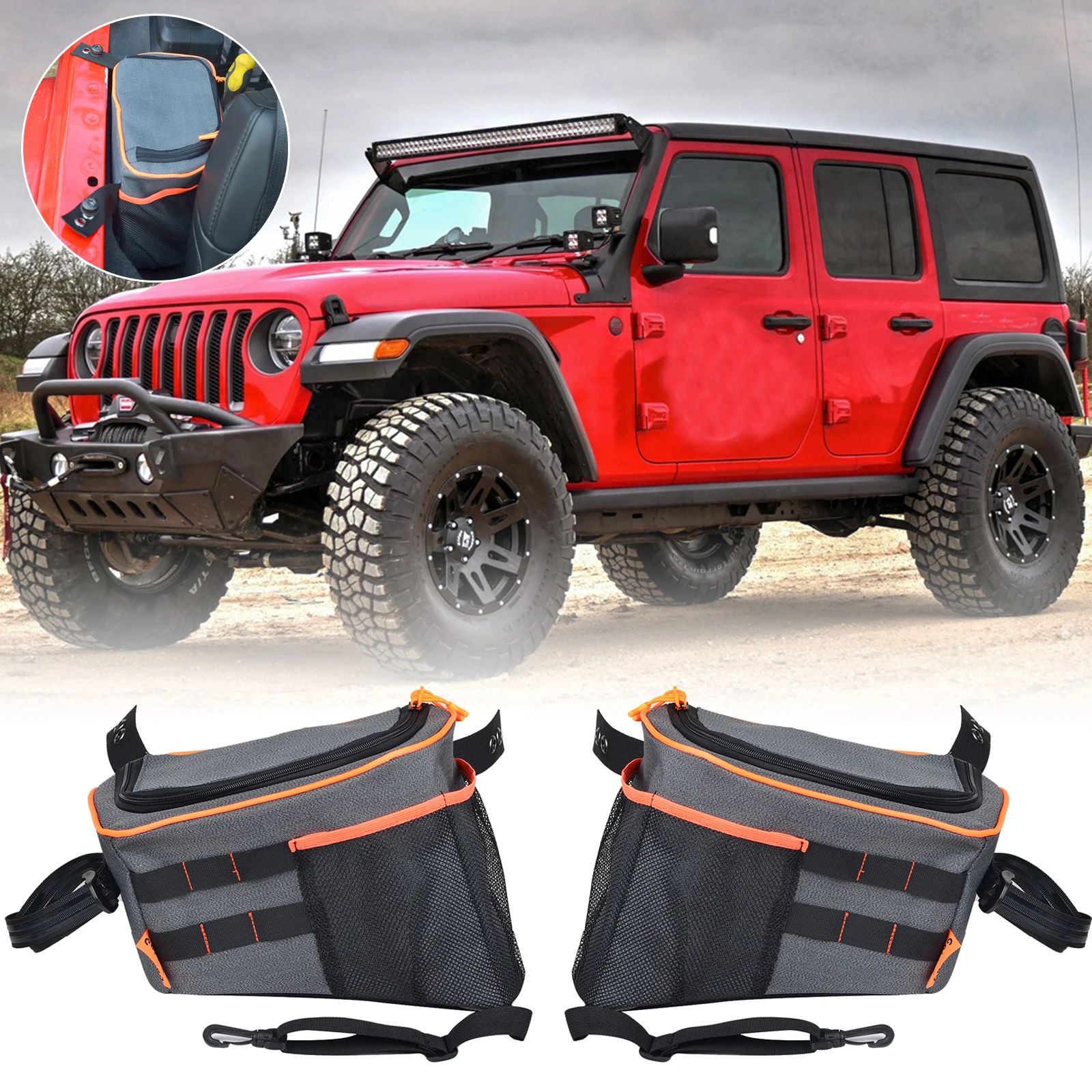 Interior Accessories Wheel Well Side Storage Bag Rear Trunk Organizer tool Bag with Grab Handles For 2018-2021 Jeep Wrangler JL