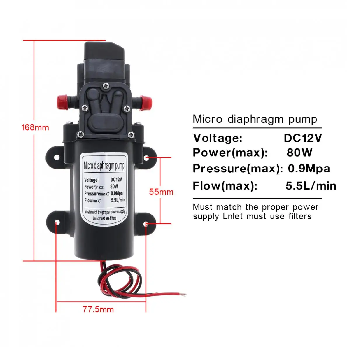Самовсасывающийся Электрический мини диафрагма постоянного тока помпа высокого