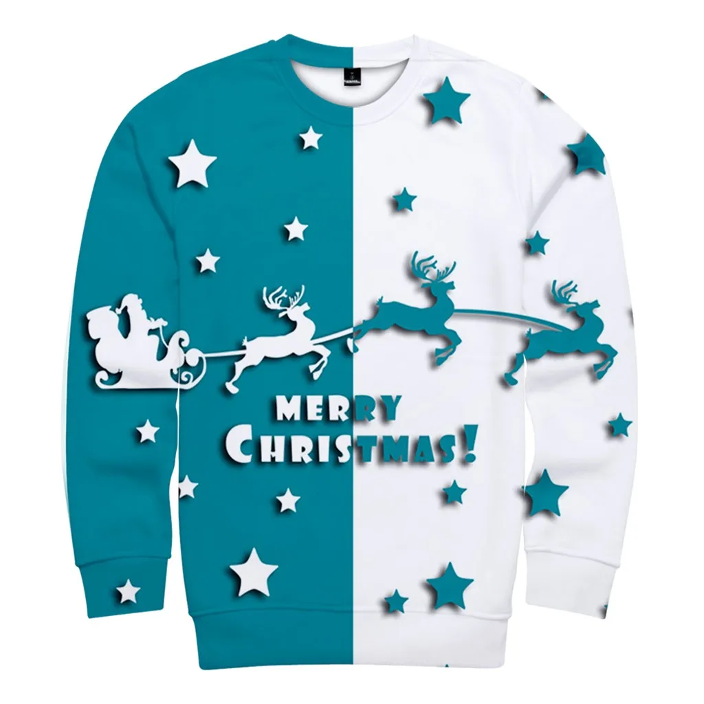 Рождественские толстовки с 3d принтом зимние капюшоном для женщин пуловер