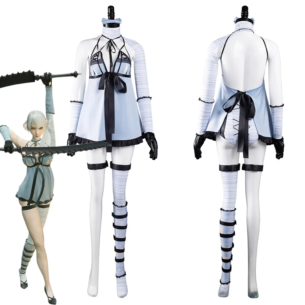 

NieR Yorha 2B Cosplay Kaine Backless Dress Suit Outfits Halloween Carnival V-Neck Pajamas for Femail Girl
