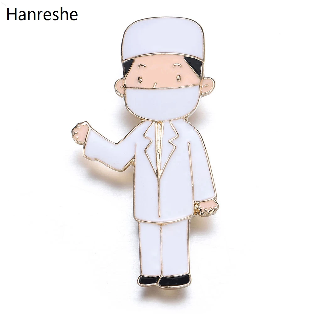 

Fashion New Doctor Model Enamel Medical Brooch Pin Cartoon White Character Pins For Doctor Nurse Lapel Badge Jewelry