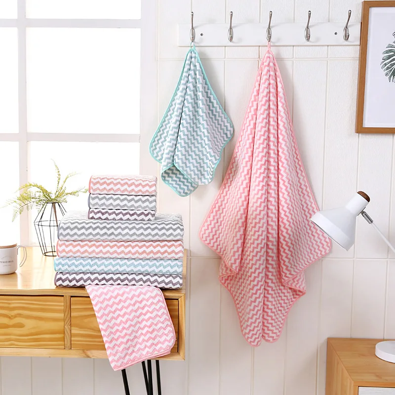 

Towel Shower Bathroom Thick Soft Stripe Long Towels for Adults 70x140cm Toad Super Absorbent Microfiber Washcloths Bathing