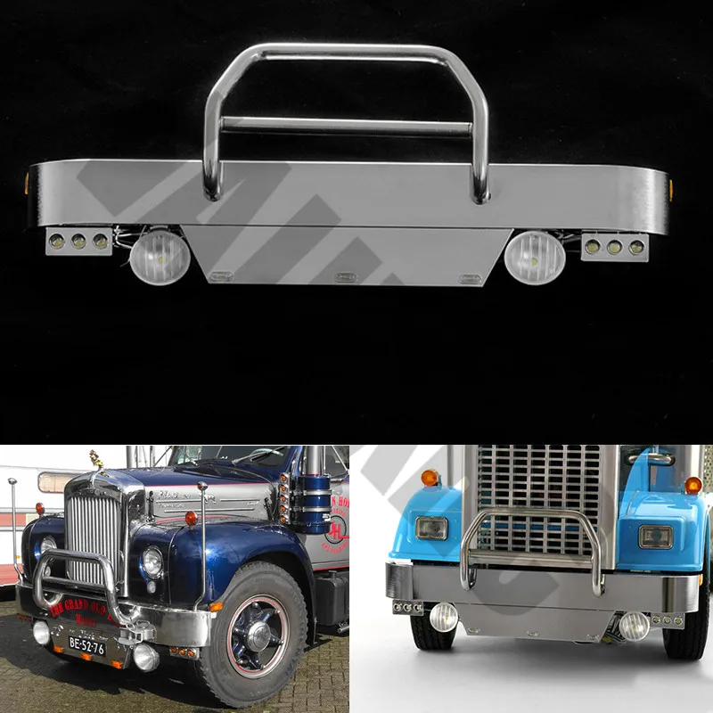 

American Truck Front Bumper Bumper Bar with Lights for Remote Control Tamiya 1/14 King Hauler Globe Line 56344