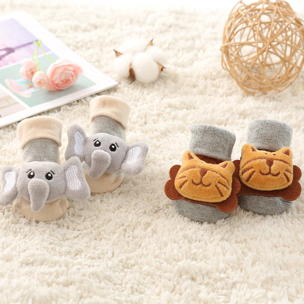 Calcetines de algod&oacute;n con dibujos de animales para beb&eacute;, medias antideslizantes para reci&eacute;n nacido, bonitos para Oto&ntilde;o e Invierno-4