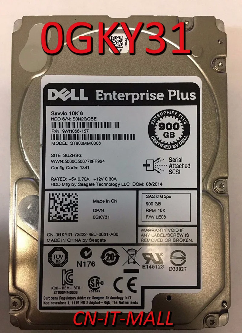 

Pulled 0GKY31 GKY31 ST900MM0006 900GB 10000 RPM 64MB Cache SAS 6Gb/s 2.5" Internal Hard Drive