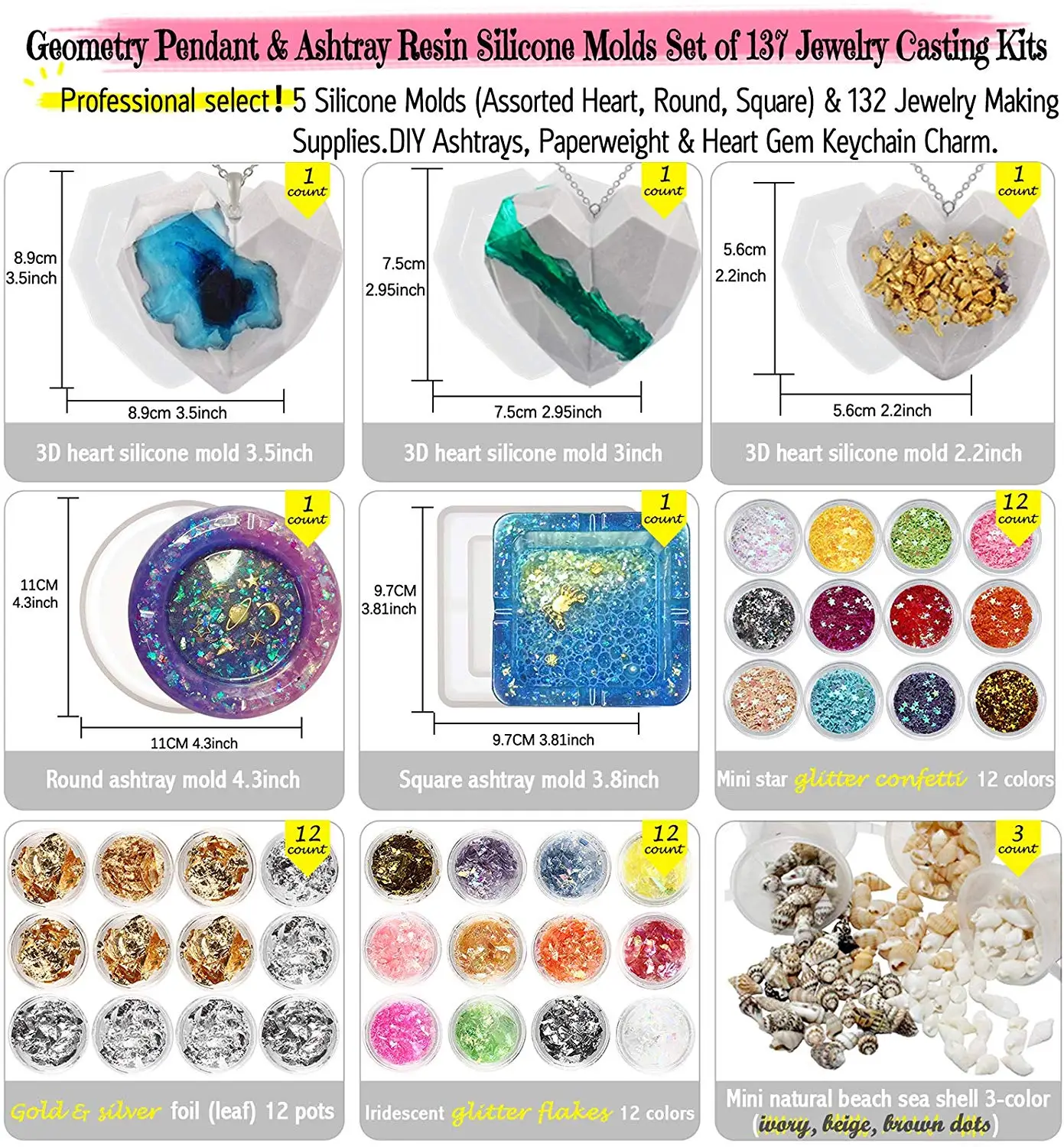 137 шт. геометрической формы пепельницы в форме сердца с драгоценными камнями для