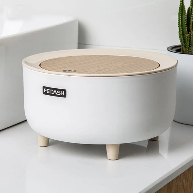PP And ABS White Desktop Small Storage Can Innovative Bedside Trash Bin High-foot Desktop Trash Bin 2L Neat For Dormitory Rooms