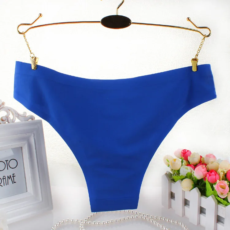 

Low-waist Sexy One-piece Seamless Ice Silk Panties Pure Cotton Crotch Ladies Briefs 2021 Summer New Female Bikini