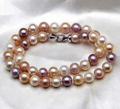 

Hot sell 10-11mm perfect circle mix color South Sea natural pearl necklace 18 inch S925 silver