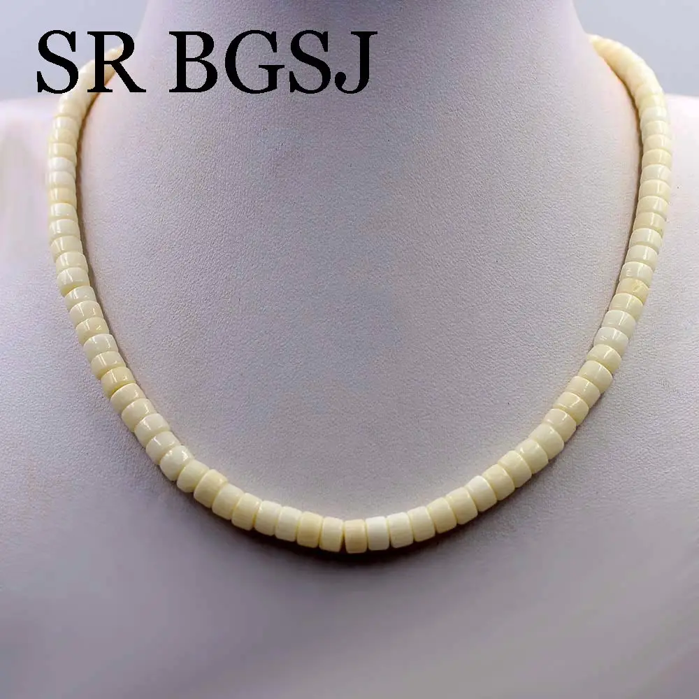 Free Shipping 4x6mm Rondelle Keshi White Sea Bamboo Natural Coral Beads Jewelry Necklace Strand 17.5