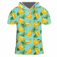 ifpd eu size men hot sale banana casual hooded tshirt 3d print fruit casual short sleeve harajuku shirts summer fashion tops