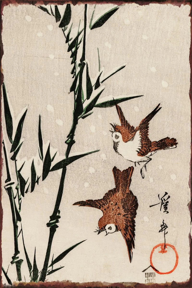 

Металлический жестяной знак с бамбуком и птицами, жестяные таблички, Настенный декор, украшение для комнаты в стиле ретро, винтажное украше...