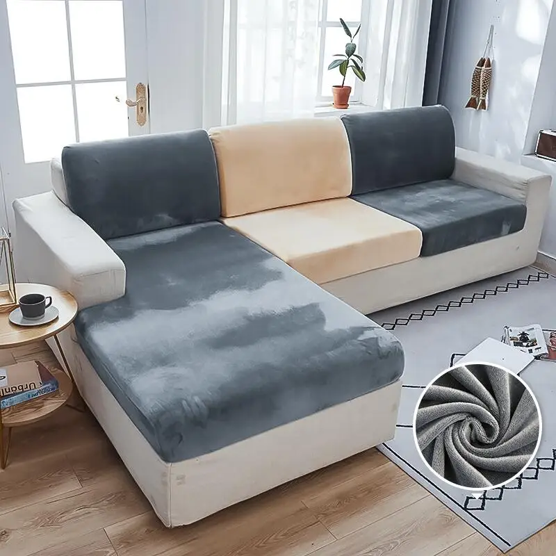 

Velvet Sofa Seat Cover Cushion Cover Thick Jacquard Solid Soft Stretch Sofa Slipcovers Funiture Protector Couch Cushion Cover