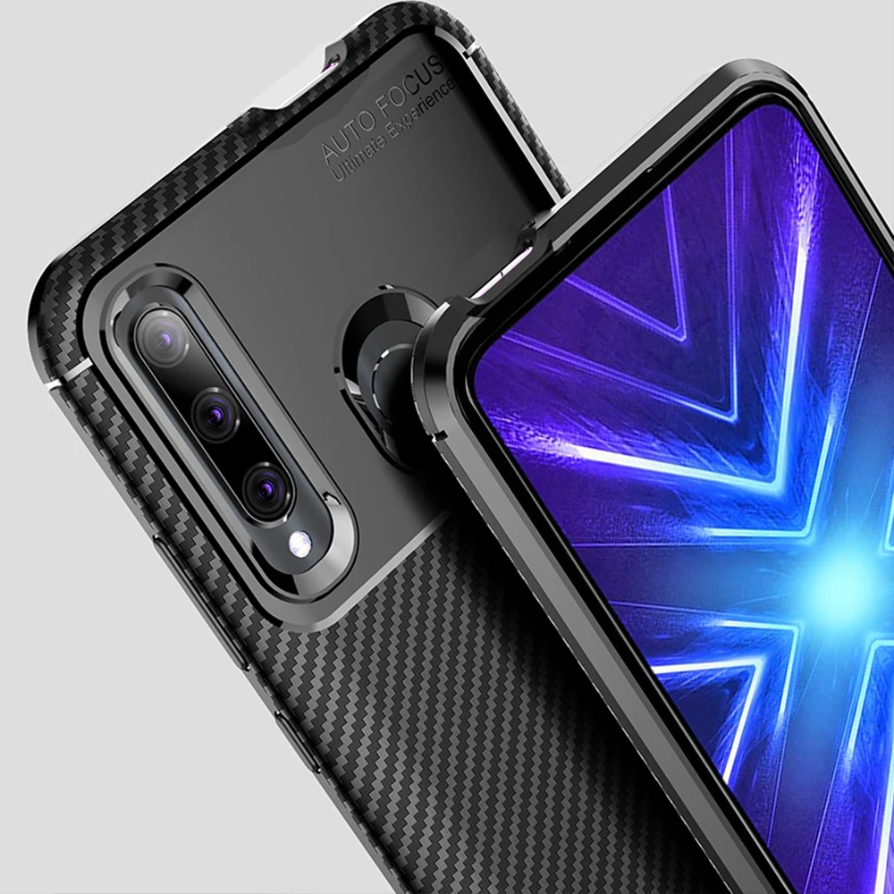 Противоударный силиконовый чехол для Huawei Honor 9X STK LX1 роскошный из углеродного