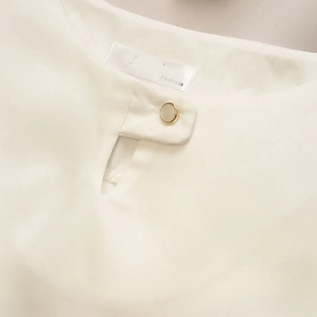 

Spring Summer Women Chiffon Blouse Short Sleeve Casual Women O-neck Work Wear Solid Color White Office Shirts Plus Size