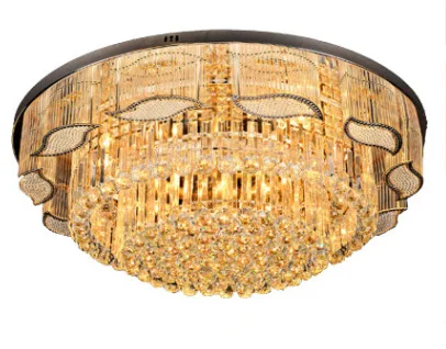 

New golden living room crystal round ceiling lamp light in the bedroom creative atmosphere warm lamps lighting