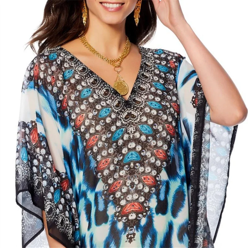 2020 сексуальное бикини накидка богемный стиль с принтом v образный вырез рукав