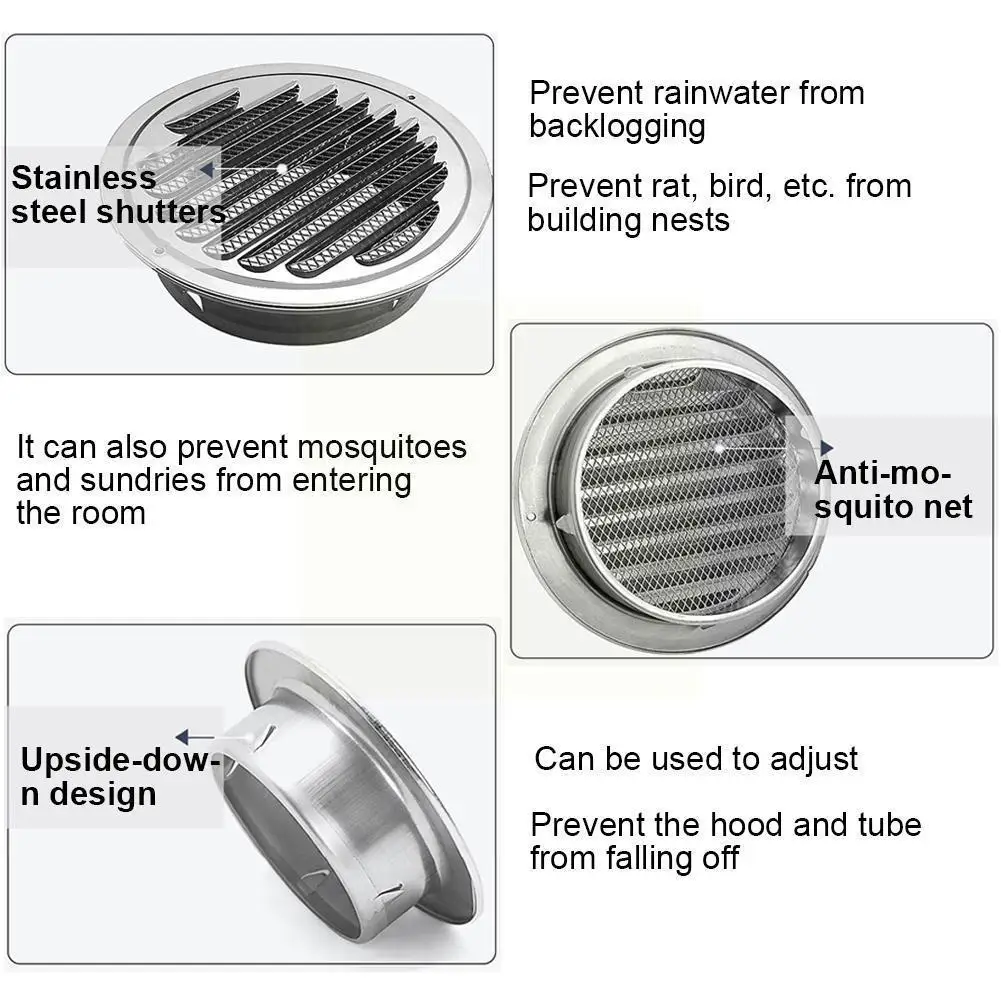 

Home Circle Air Vent Grille Ducting Ventilation Cover 100/150mm Louver Air Vent Cover Air Vent Rain Cover For Range Hood Se N3f2