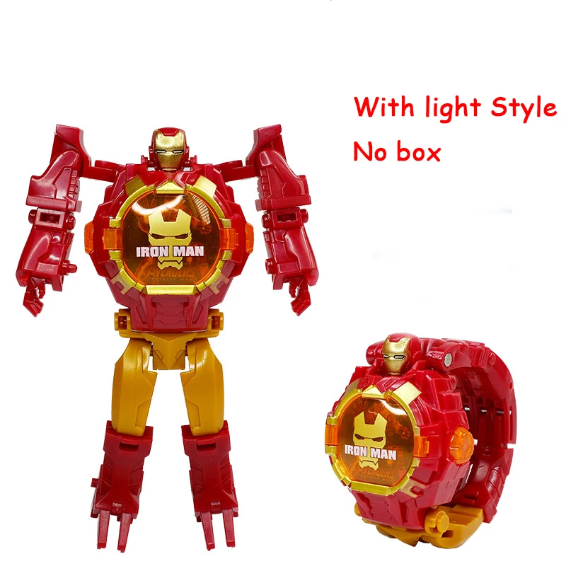 Ironman B opp Мультфильм робот часы игрушки деформации Мстители дети трансформации Супер Герои Капитан Америка Железный человек наручные часы фигурка игрушка - Цвет: Ironman B opp