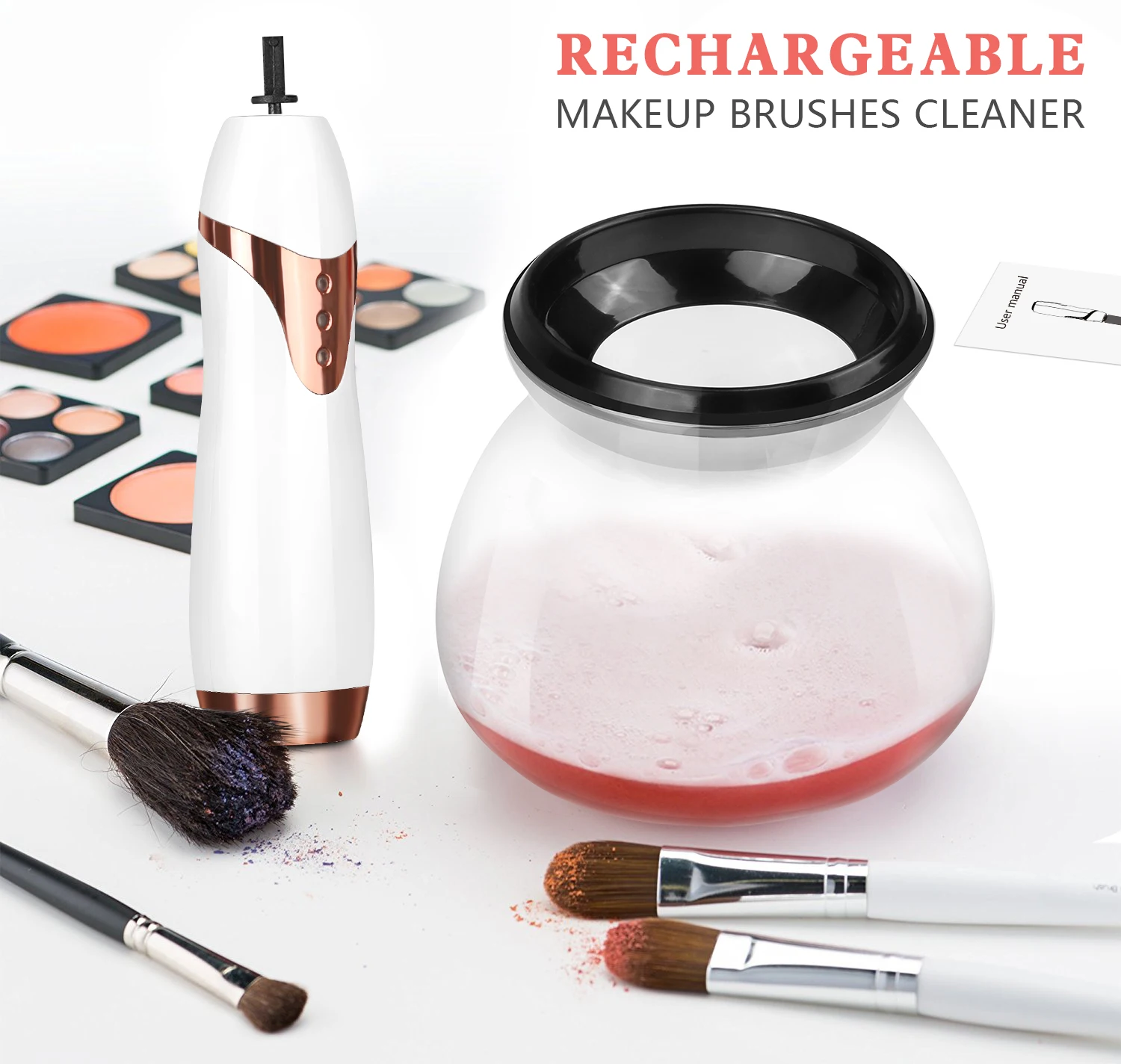 

Automatic Makeup Brush Cleaning Device Electric Fast Clean Make up Cleaner Brushes USB Chargeable Washing Makeup Brush Mechine
