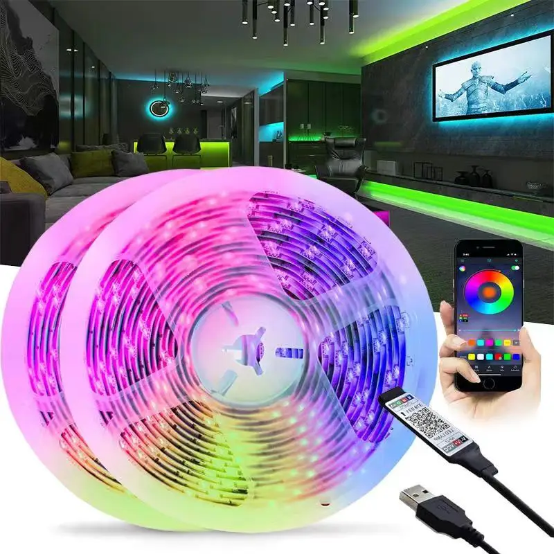 

Рождественские украшения, Светодиодная лента 2022 с Bluetooth APP, RGB 2835, 5 В, лампа для подсветки компьютера, декоративная подсветка для Хэллоуина, П...