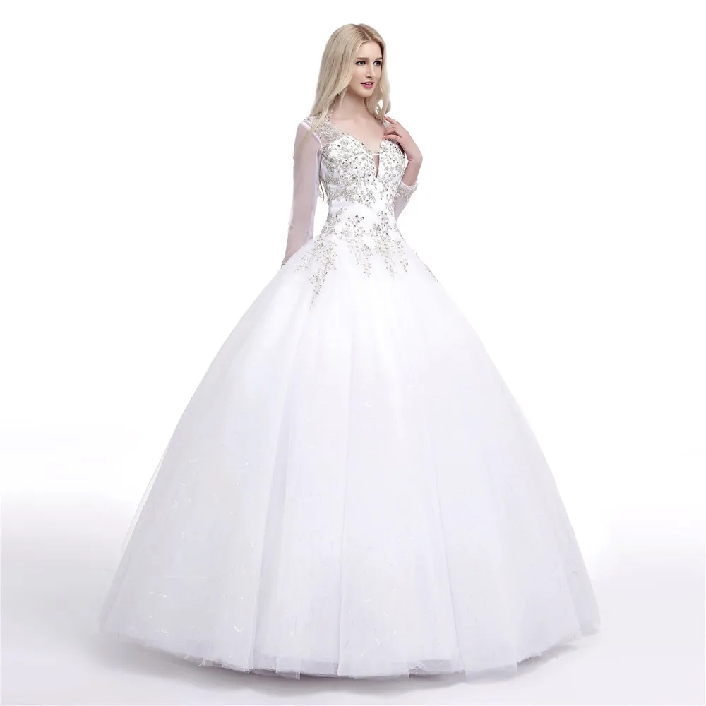 Женское свадебное платье с вуалью H & S бальное до пола длинными рукавами бисером и