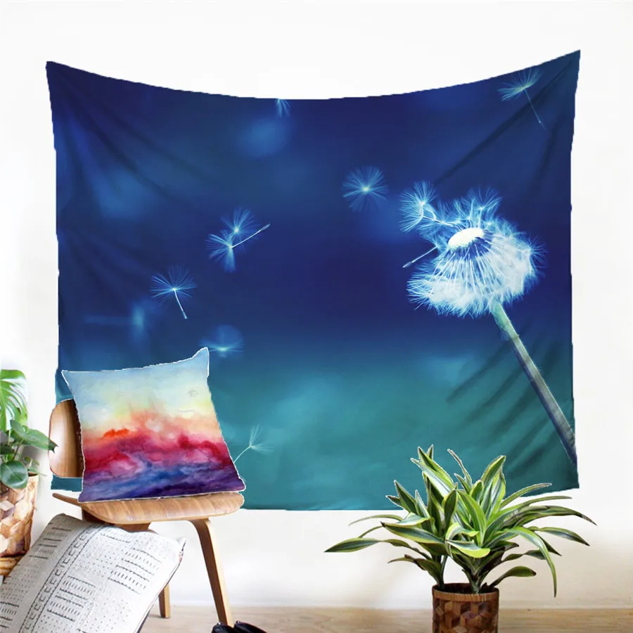 

A Dandelion Tapestry Wall Hanging Sandy Beach Picnic Rug Camping Tent Sleeping Pad Home Decor Bedspread Sheet Wall Cloth