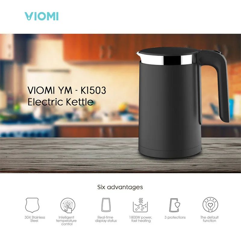 Электрический чайник VIOMI Pro, 1800 л/Вт, умный, постоянный, 5 мин, быстрое кипячение, OLED чайник для воды, бытовой YM-K1503