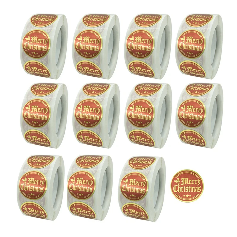 

Christmas Ornaments Sticker 11 Roll 500PCS Per Roll Very Suitable for Christmas Themed Decorations Combination Pack