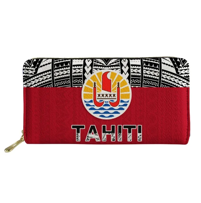 

Red Pattern Long Wallets Zipper Phone Bag Card Holder For French Polynesia Girls Clutch Purse Carteira Handbags Notecase