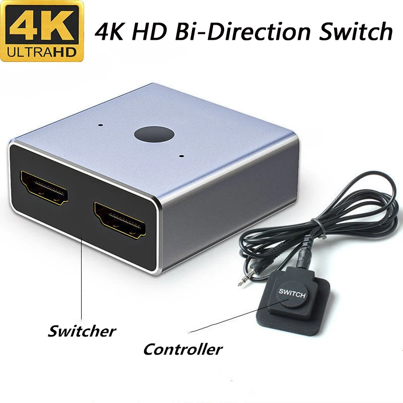 

HDMI-compatible Switcher 4K 60Hz HDMI Splitter Bi-Direction 1x2/2x1 Adapter 2 in 1 out for PS4/3 TV Box HDTV Xbox Projector