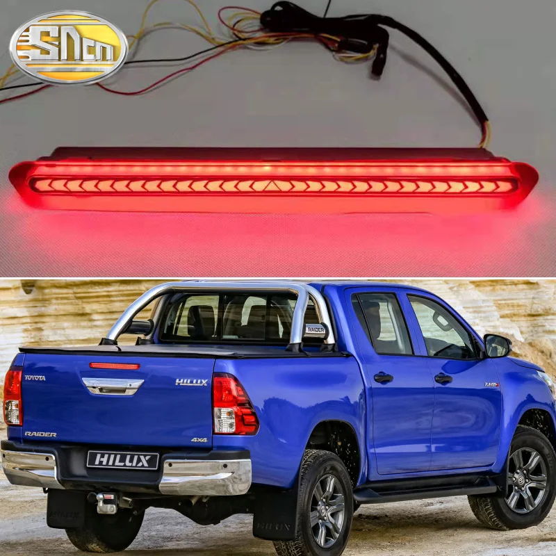 

1PCS For Toyota Hilux Revo 2015 - 2021 3-in-1 Functions LED Bumper Light Rear Fog Lamp Brake Light Dynamic Turn Light Reflector