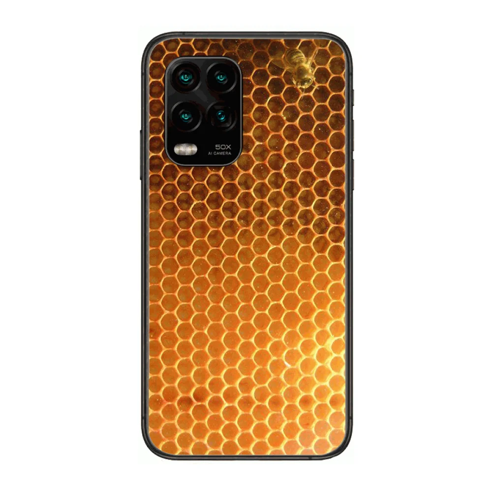 

Golden honeycomb bee Phone Case For xiaomi Redmi Note 9S 8 7 6 5 A Pro T Anime Black Cover Silicone Back Pretty senior