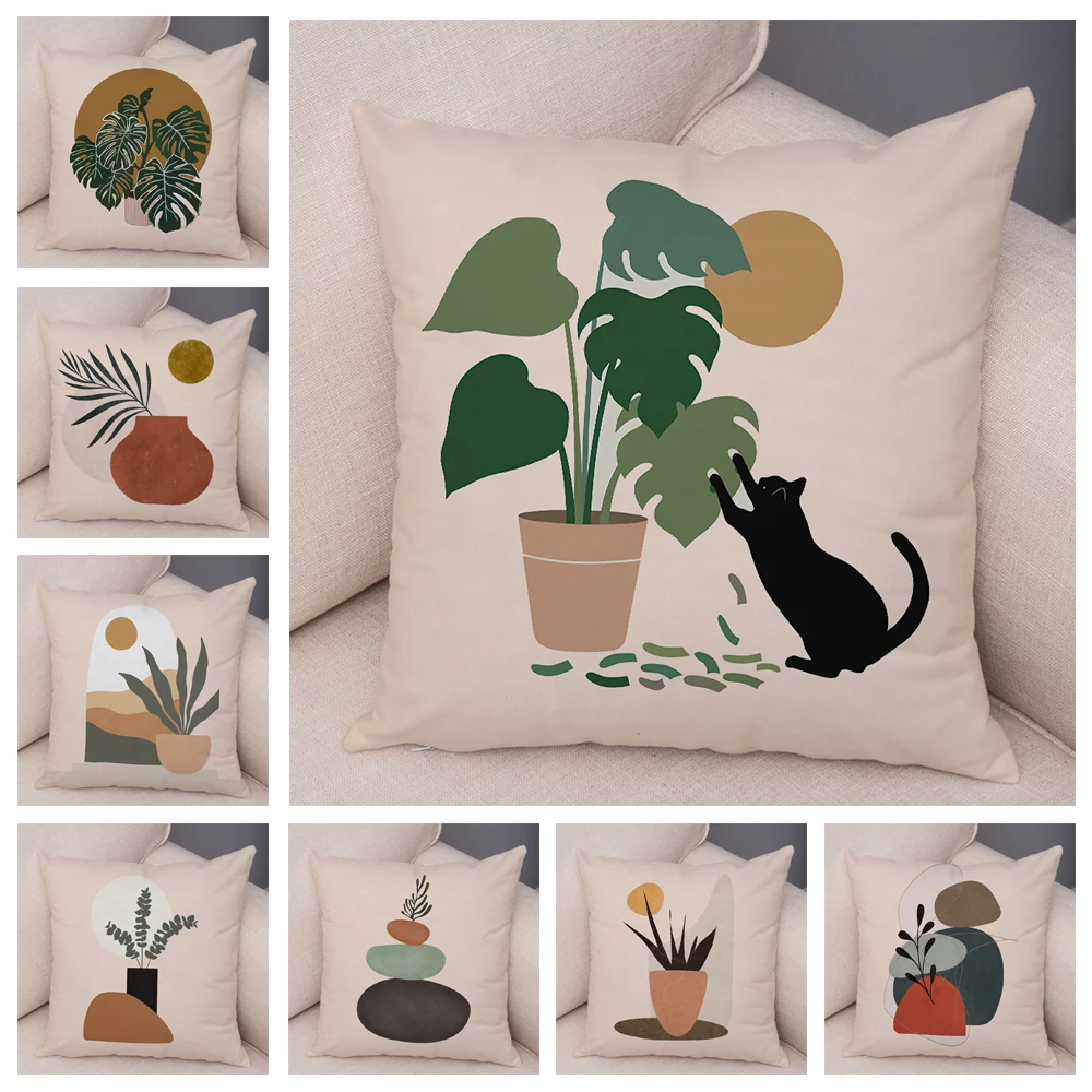 

Nordic Style Plant Tree Cushion Cover Decor Geometric Abstract Modern Art Pillow Case for Sofa Home Super Soft Plush Pillowcase