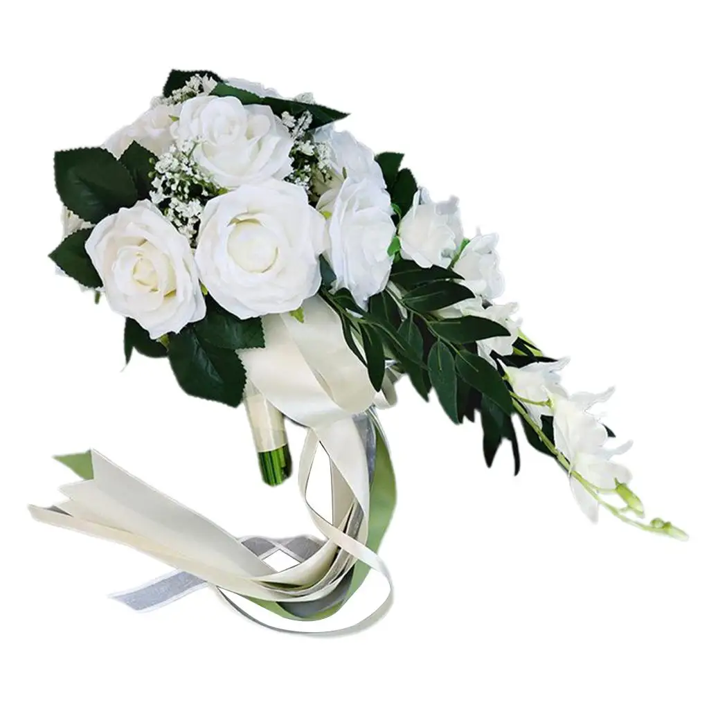 

Wedding Bouquets Roses Bridal Bridesmaid Wedding Hand Holding Bouquet Artificial Fake Flowers Toss Bouquet Height 30cm