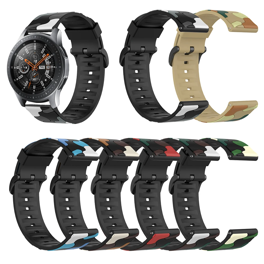 

Камуфляжный силиконовый ремешок для Samsung Galaxy Watch 46 мм 42 мм Камуфляжный силиконовый ремешок для Galaxy Watch Active 2 1 S3 с черной пряжкой