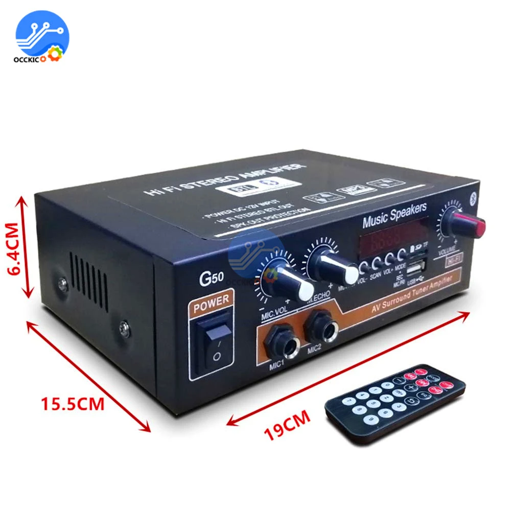 

G50 800W Bluetooth 5.0 Audio Power Amplifier Home Theater Amplifiers Audio speakers in the car Support TF Card FM U Disk USB