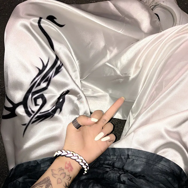 Брюки Харадзюку женская обувь с узором в виде дракона принтом завышенной талией