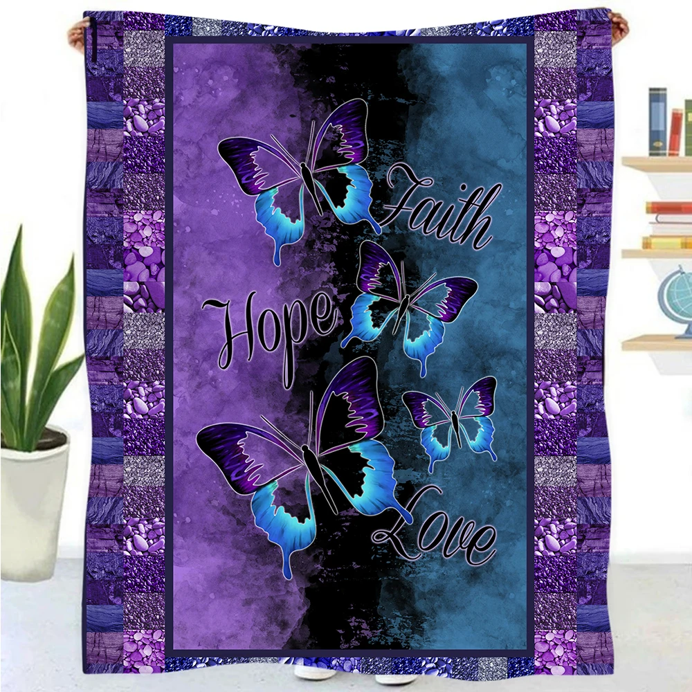 

Мягкое Фланелевое Флисовое одеяло фиолетового цвета с красивым принтом бабочки, легкий вес, кушетка, теплые одеяла, постельное белье, домаш...